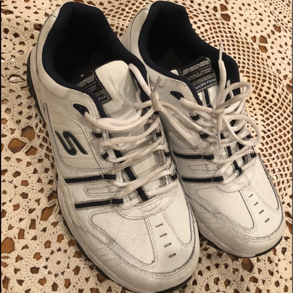 navy leather skechers